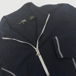 Goode Rider Navy Blue Quarter Zip Equestrian Top Women Medium Long Sleeve